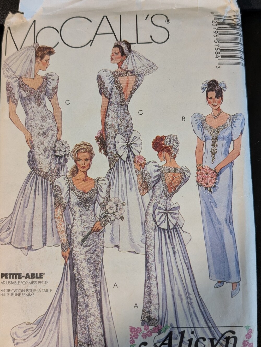 Title Vintage McCall's 5758 Wedding Dress Sewing Pattern Sizes 8-18 Complete
